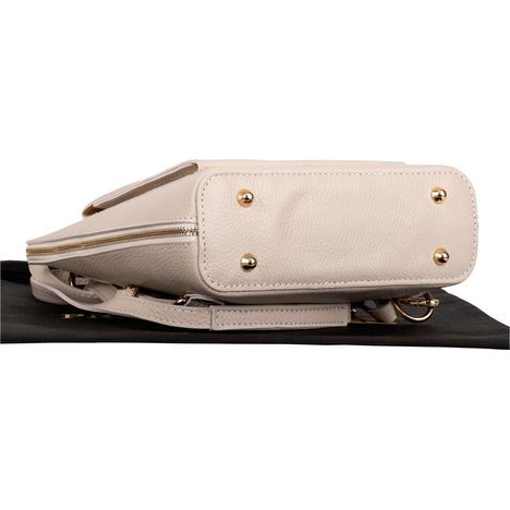 primo sacchi romana cream italian textured leather backpack shoulder crossbody and grab bag base showing the four gold metal studs