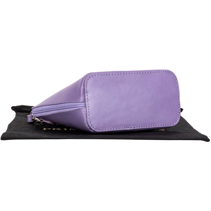 the base of a womens lilac italian leather small shoulder crossbody bag