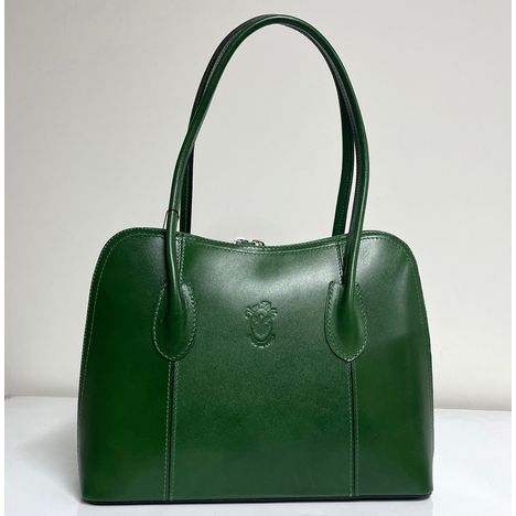 SLIGHT SECOND- Calogera-Smooth Green Leather Long Handle Grab Bag