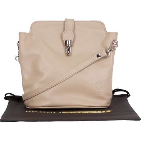 Giosetta-Soft Leather Push Clip Shoulder & Crossbody Bag Plain Colours