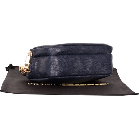 the base of a womens navy blue italian leather shoulder and crossbody bag gold metalware