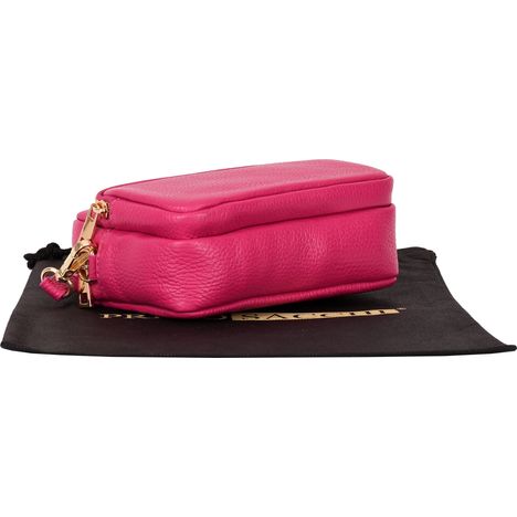 the base of a womens pink italian leather shoulder and crossbody bag gold metalware