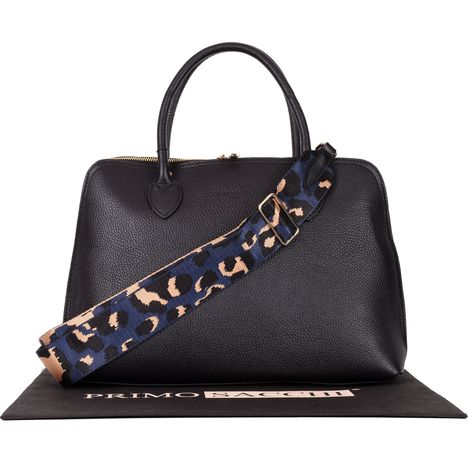 Gisella Grande - Blue Leopard Edition- Dollaro Leather Double Handle Grab Bag