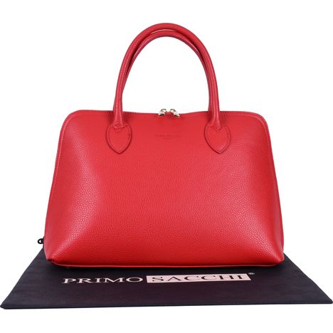 large bright red italian leather ladies double handled grab and shoulder bag and laptop bag
