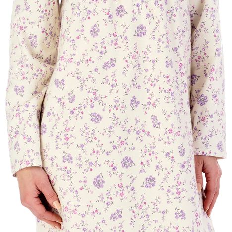long sleeves on a older womans cream floral soft cotton winter nightdress