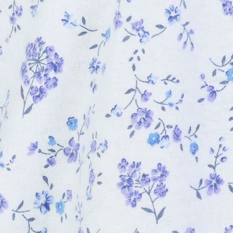 the small exquisite floral pattern in blue and lilac of a blue soft cotton nightdress