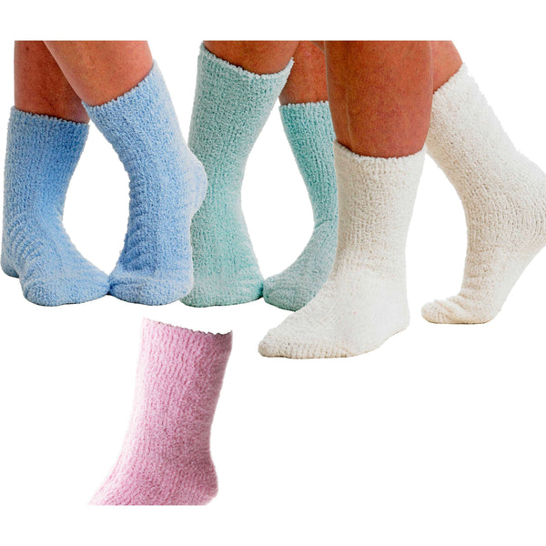 Womens Soft Four Pack Slipper or Bed Socks with Grips One UK 4-8