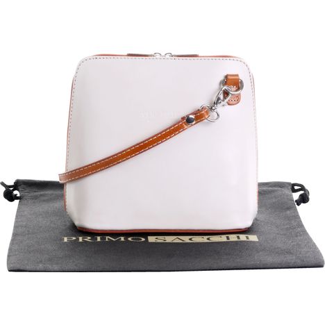 Lia- Small Smooth Two Tone Leather Triangular Shoulder and Cross Body Bag