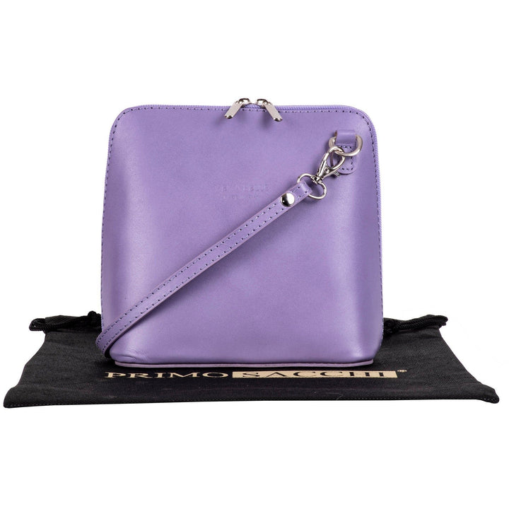 womens lilac italian leather small shoulder crossbody bag with detachable strap