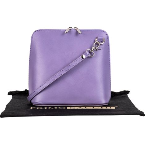 womens lilac italian leather small shoulder crossbody bag with detachable strap