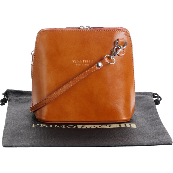 Lia- Small Smooth Leather Triangular Shoulder and Cross Body Bag