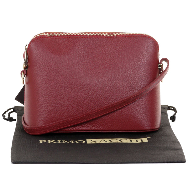 Clarissa-Small Textured Leather Zipped Shoulder & Crossbody Bag