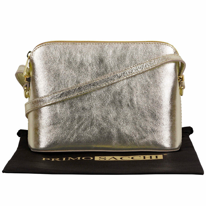 womens gold italian leather shoulder and cross body bag