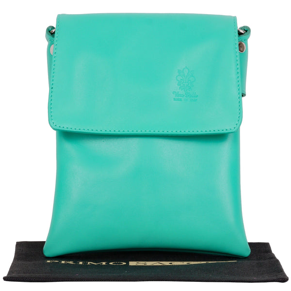 Rosaria-Smaller Version Aqua Soft Leather Messenger Shoulder & Crossbody Bag