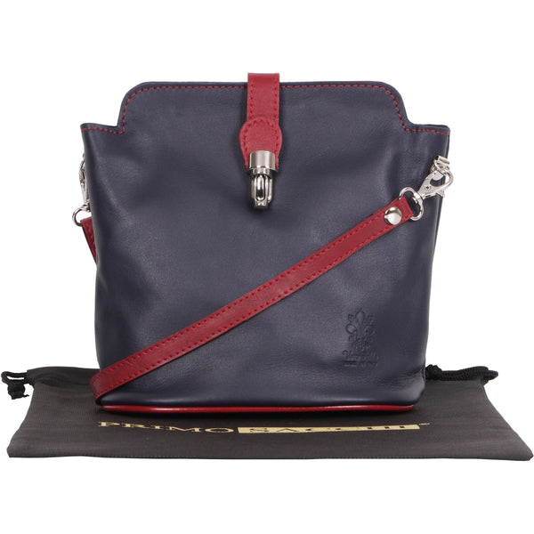 Giosetta - Soft Leather Push Clip Shoulder & Crossbody Bag Two Tone & Metallics