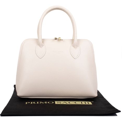 grab shoulder and crossbody bag in cream italian textured leather hand made in italy
